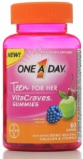 ONE A DAY VITACRAVES TEEN FOR HER 60 EA PACK OF 2 TWIN PACK