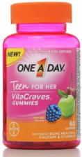 ONE A DAY VITACRAVES TEEN FOR HER 60 EA PACK OF 2 TWIN PACK
