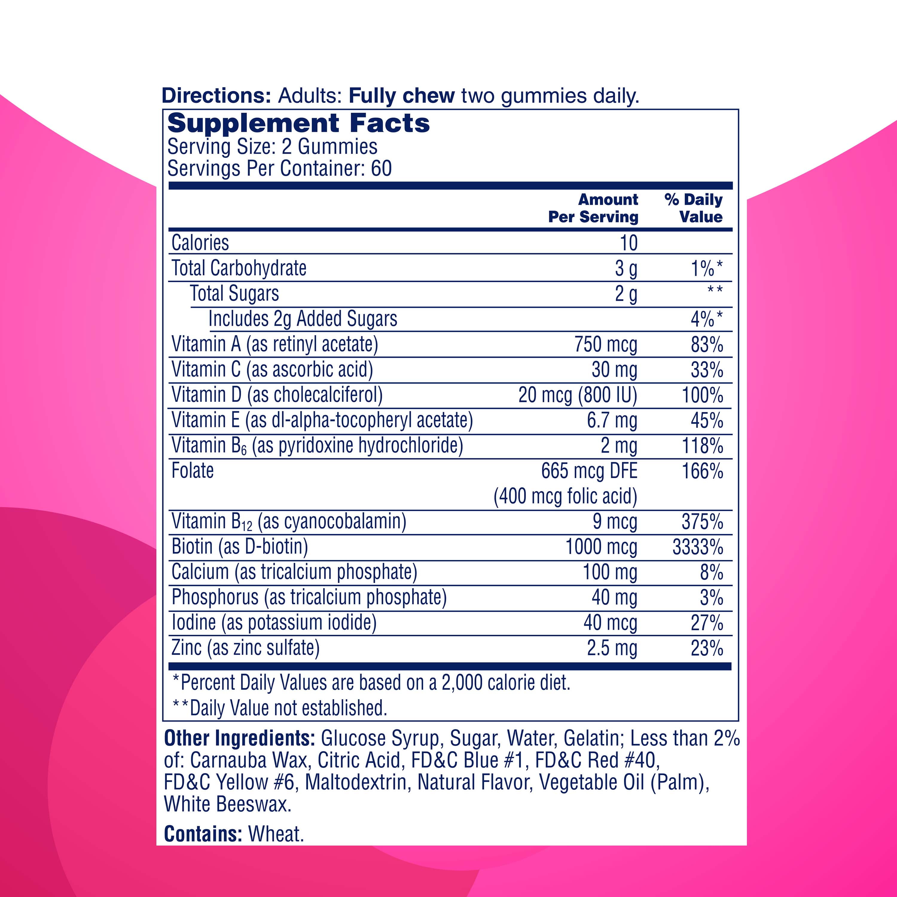 ONE A DAY MULTI+ HAIR SKIN NAILS SUPPORT GUMMY MULTIVITAMIN 2 PACK 120 COUNT