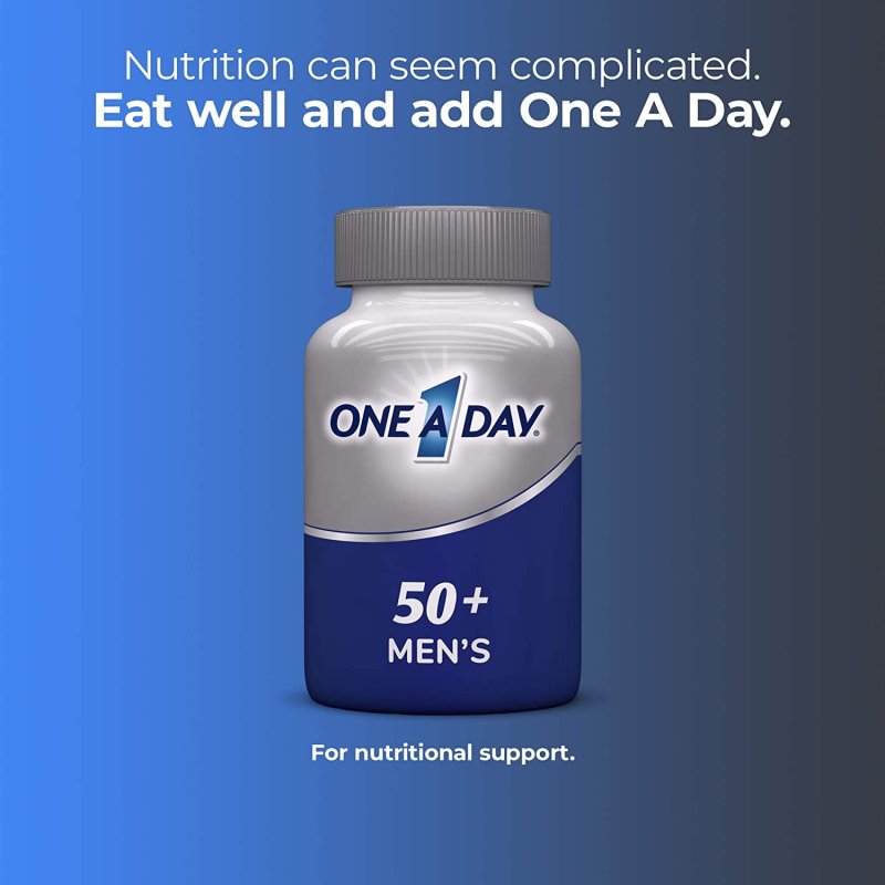 ONE A DAY MEN'S 50 PLUS MULTIVITAMIN SUPPLEMENTS WITH IMMUNE HEALTH SUPPORT CALCIUM ZINC AND MORE 100 TABLETS