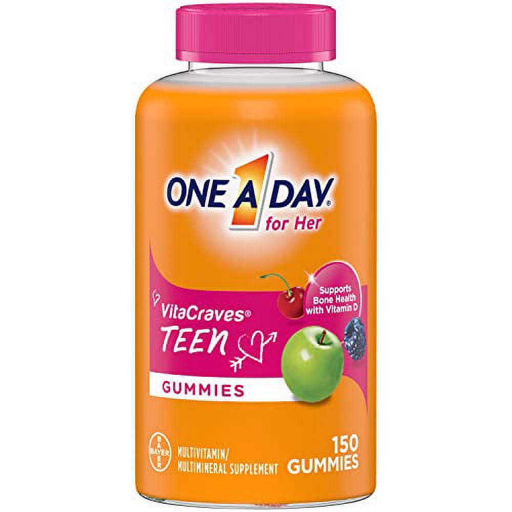ONE A DAY TEEN FOR HER MULTIVITAMIN GUMMIES WITH VITAMIN A C D E ZINC IMMUNE HEALTH PHYSICAL ENERGY SUPPORT 150 COUNT