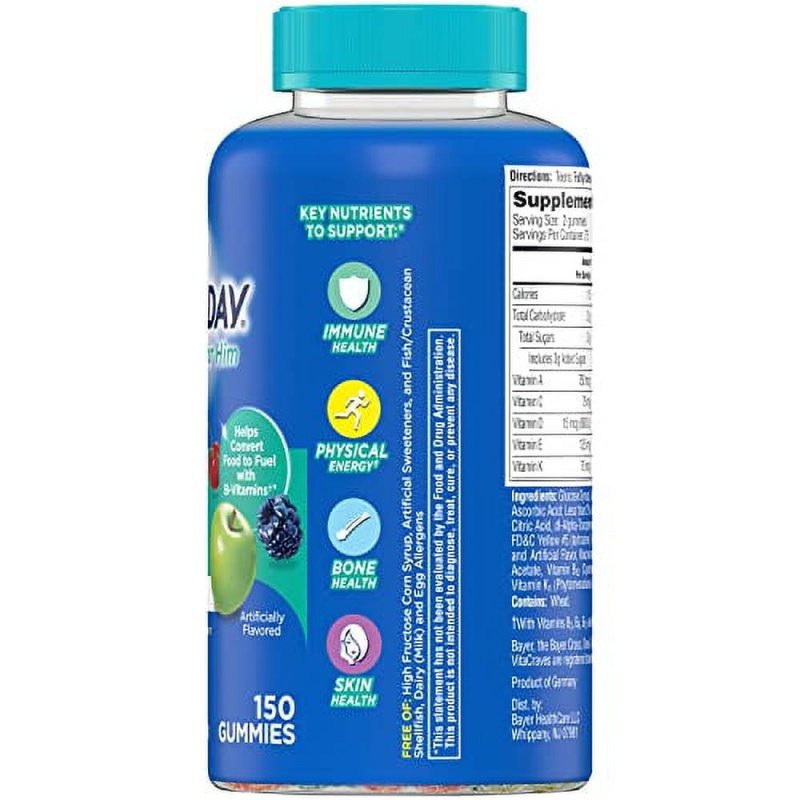 ONE A DAY TEEN FOR HIM MULTIVITAMIN GUMMIES WITH VITAMIN A C D E ZINC IMMUNE HEALTH SUPPORT ENERGY 150 COUNT