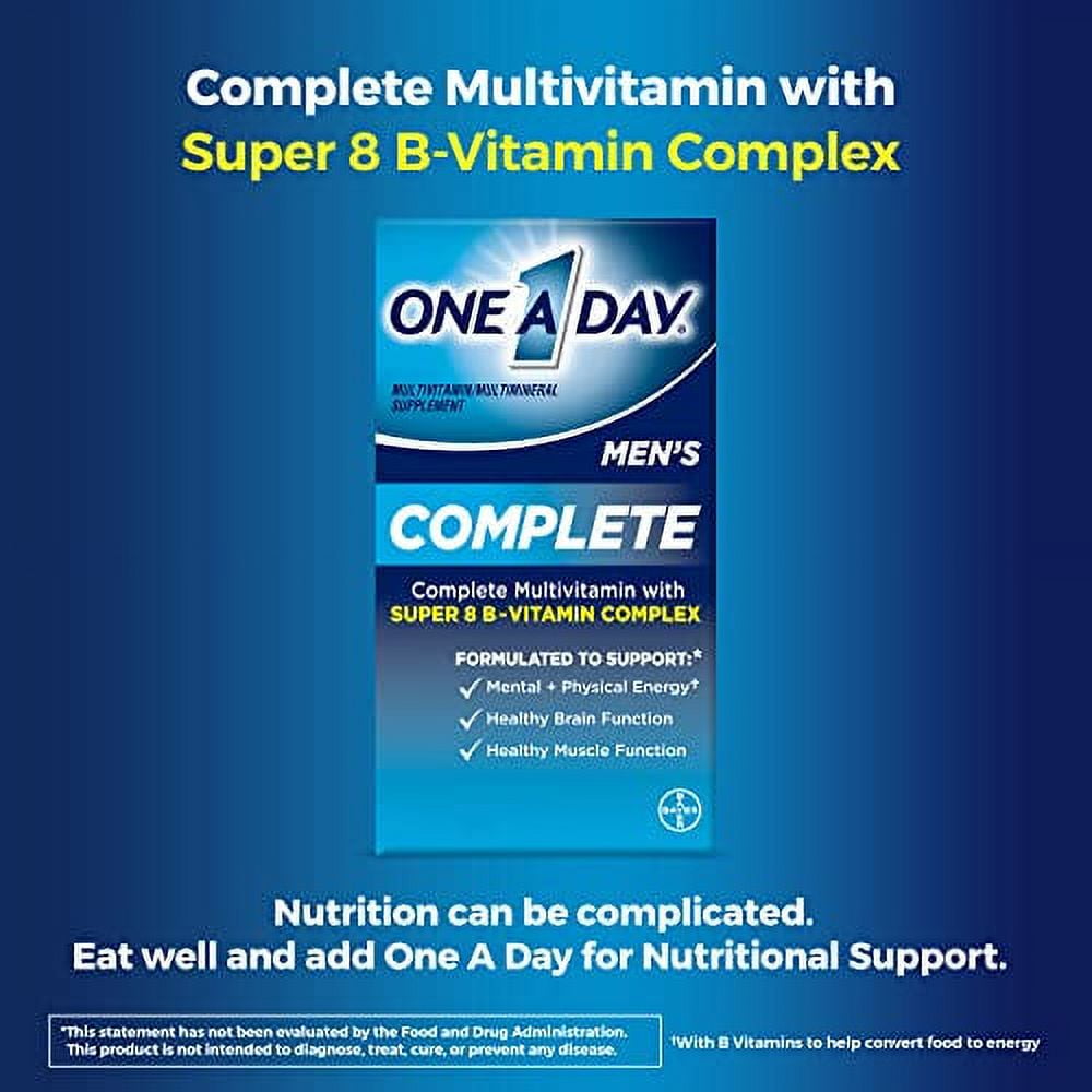 ONE A DAY  MEN'S COMPLETE MULTIVITAMIN - ADULT SUPPLEMENT WITH VITAMINS ACD, E, ZINC & B TO SUPPORT BRAIN FUNCTION, ENERGY - 120 COUNT - 4 MONTH SUPPLY