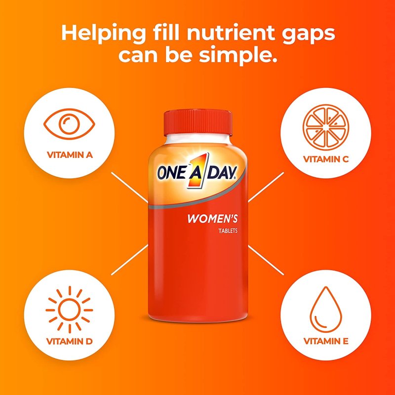 ONE A DAY WOMEN'S COMPLETE MULTIVITAMIN WITH VITAMIN A B C D E CALCIUM MAGNESIUM IMMUNE HEALTH SUPPORT 200 COUNT