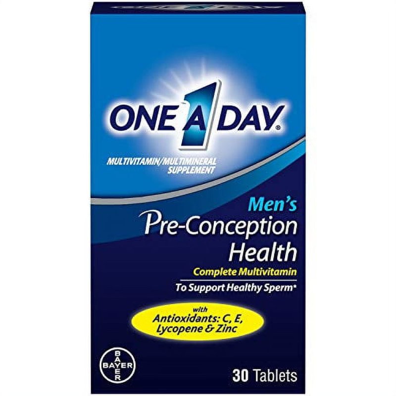 ONE A DAY MEN'S PRE-CONCEPTION HEALTH MULTIVITAMIN FOR HEALTHY SPERM SUPPORT WITH VITAMIN C E SELENIUM ZINC LYCOPENE 30 COUNT