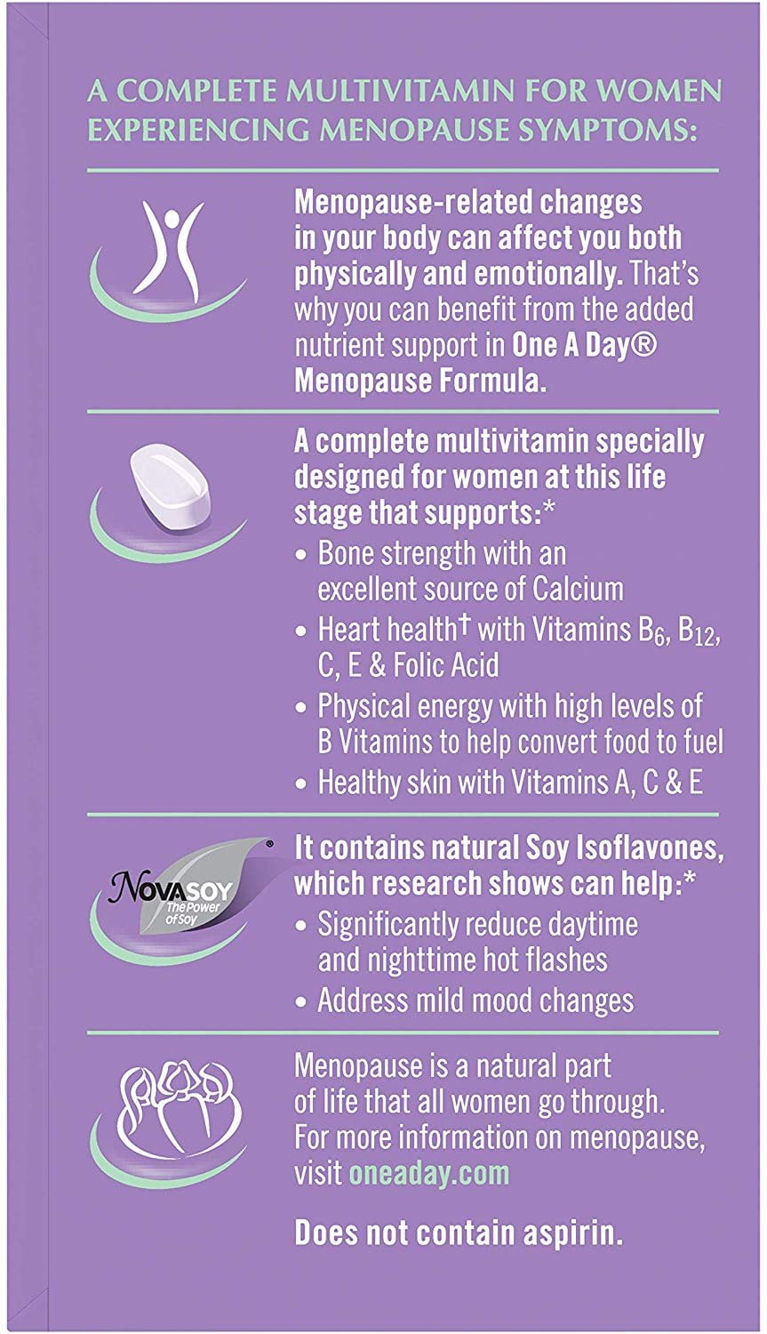 ONE A DAY WOMEN'S MENOPAUSE COMPLETE MULTIVITAMIN SUPPLEMENT - 50 CT -
