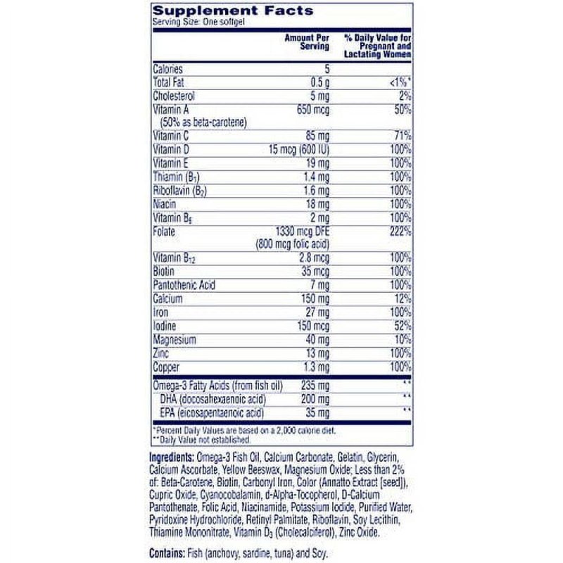 ONE A DAY PRENATAL MULTIVITAMIN FOR WOMEN WITH VITAMIN A C D B6 B12 IRON OMEGA-3 DHA 60 COUNT