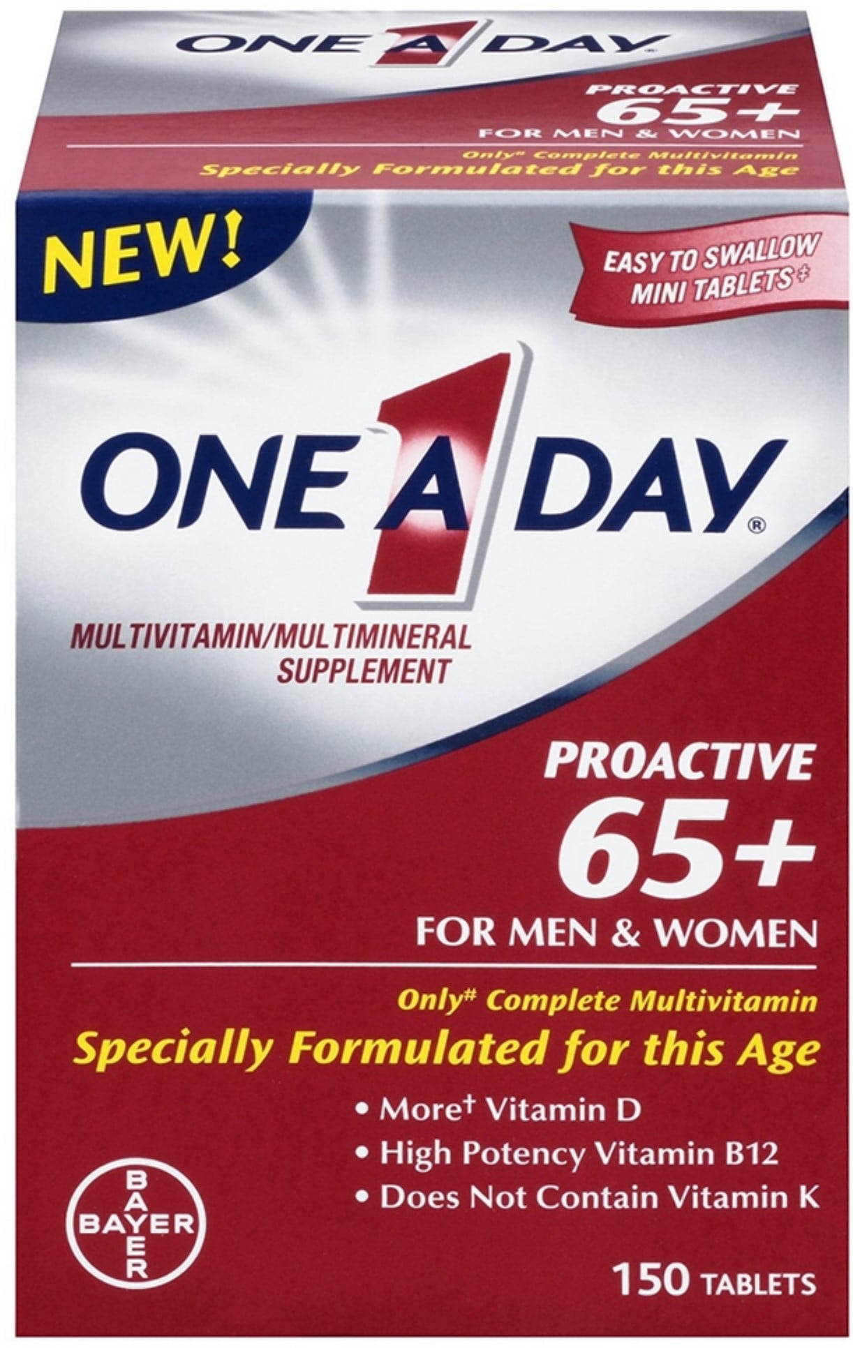 ONE A DAY PROACTIVE 65 PLUS MULTIVITAMIN MULTI MINERAL TABLETS 150 EACH