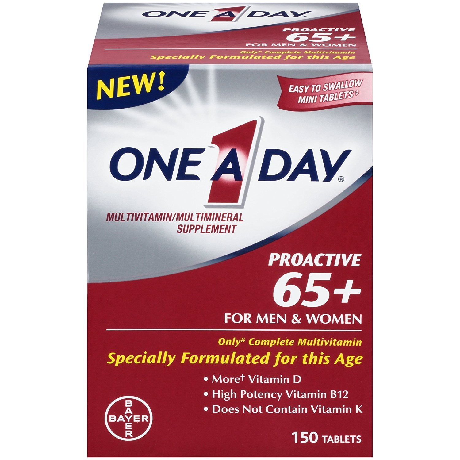 ONE A DAY PROACTIVE 65 PLUS MULTIVITAMIN MULTI MINERAL TABLETS 150 EACH