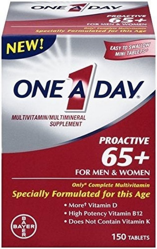 ONE A DAY PROACTIVE 65 PLUS MULTIVITAMIN MULTI MINERAL TABLETS 150 EACH