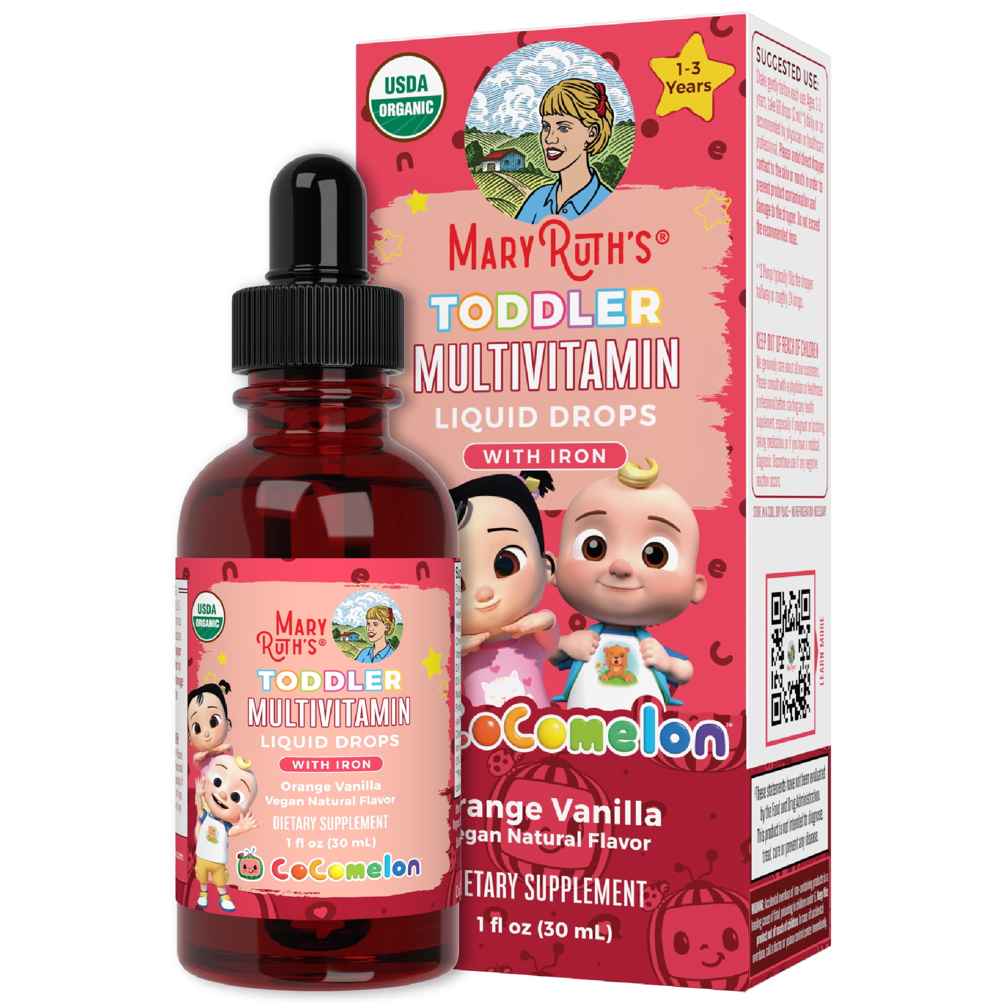 MARYRUTHS COCOMELON TODDLER MULTIVITAMIN LIQUID DROPS ORGANIC 1 FL OZ FOR HEALTHY KIDS