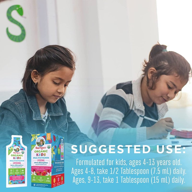 MARYRUTH ORGANICS USDA ORGANIC KIDS MULTIVITAMIN LIQUID VITAMINS IMMUNE SUPPORT SUPPLEMENT VEGAN 14 PACK