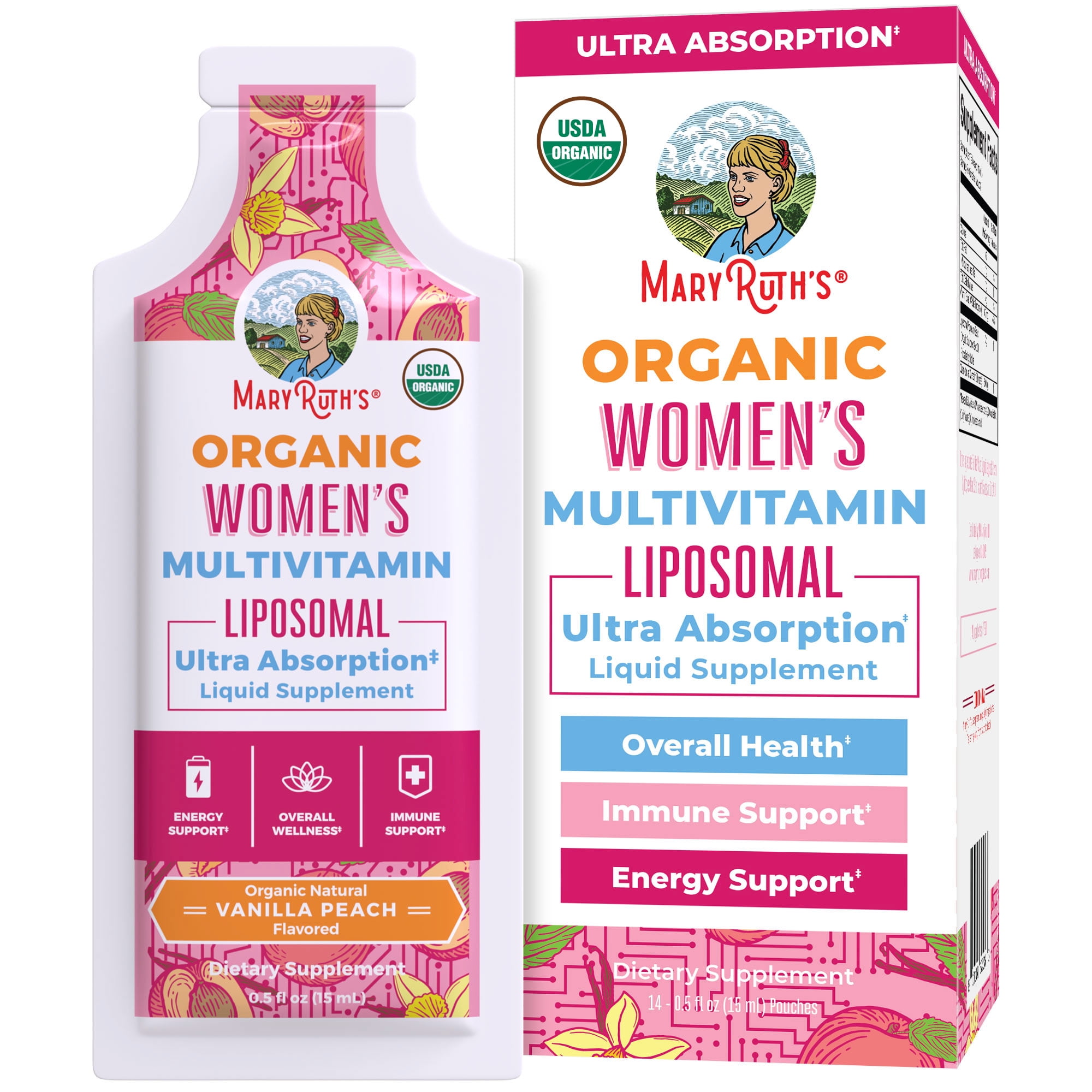 MARYRUTH ORGANICS LIPOSOMAL WOMEN'S MULTIVITAMIN 0.5 FL OZ 14 PACK USDA ORGANIC OVERALL WELLNESS