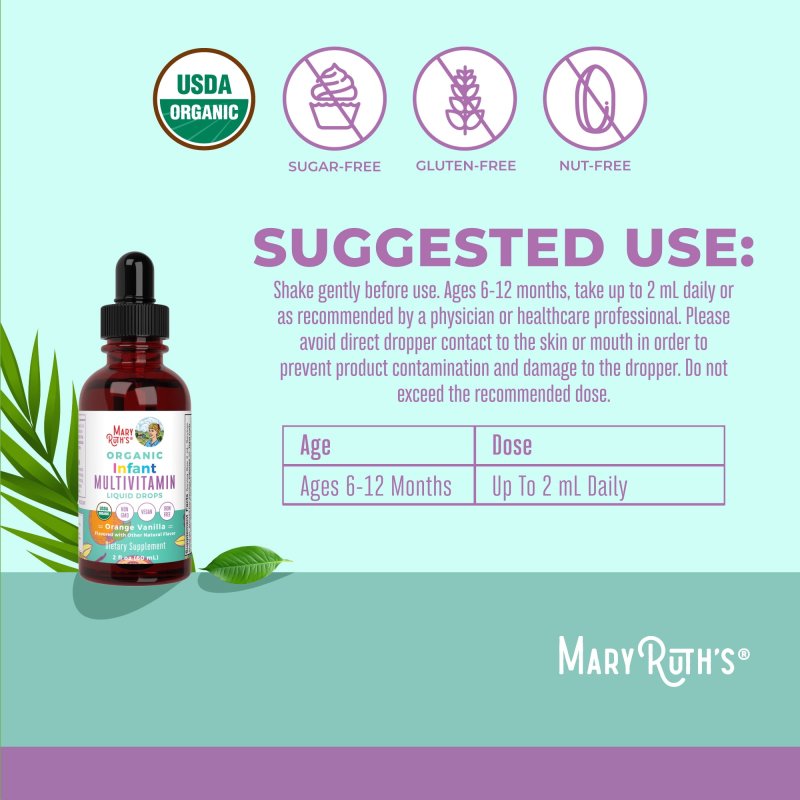 MARYRUTHS USDA ORGANIC LIQUID MULTIVITAMIN FOR BABIES AND INFANTS 2 FL OZ