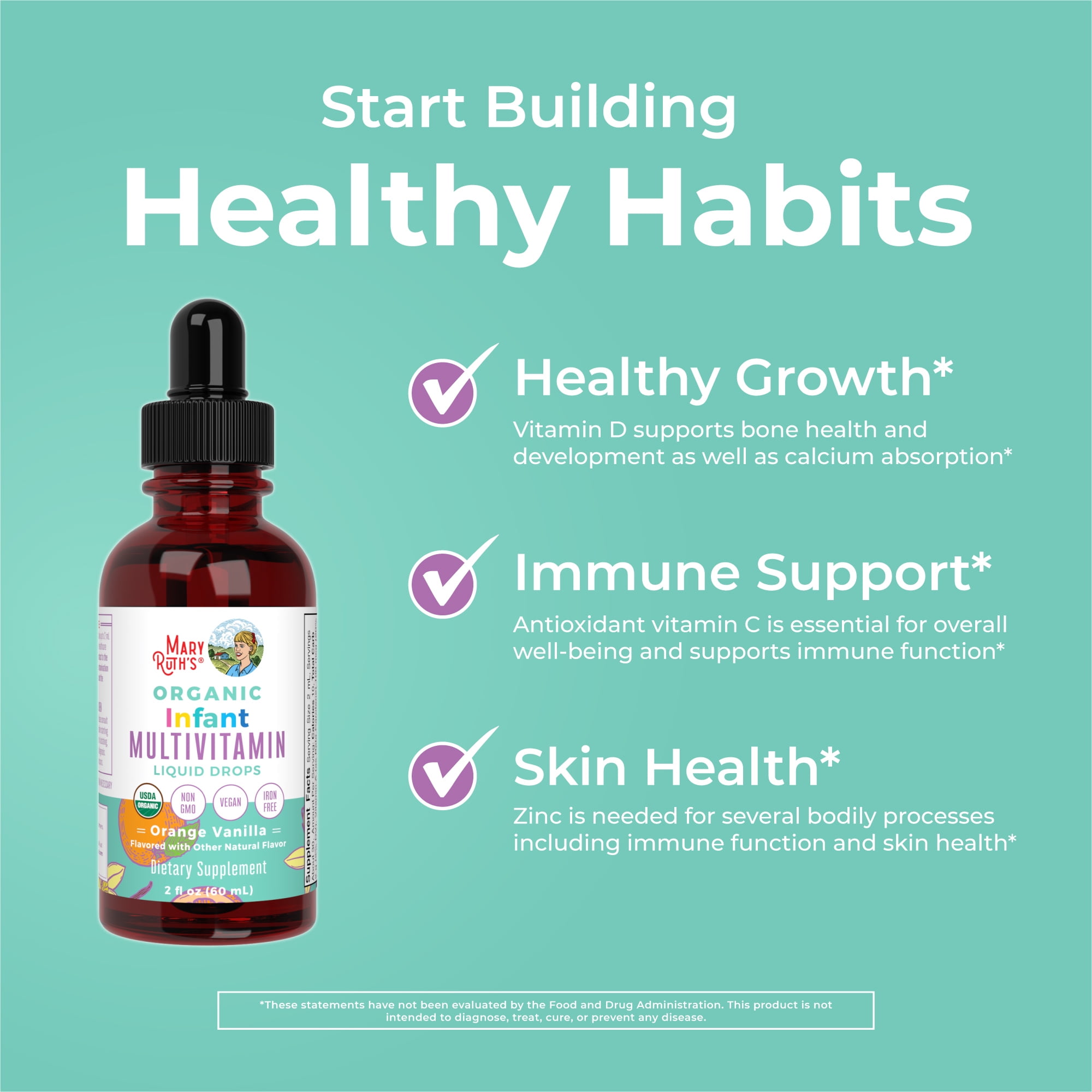 MARYRUTHS USDA ORGANIC LIQUID MULTIVITAMIN FOR BABIES AND INFANTS 2 FL OZ