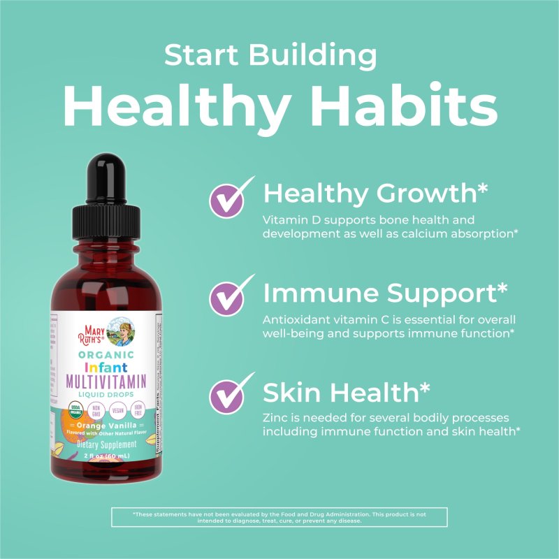 MARYRUTHS USDA ORGANIC LIQUID MULTIVITAMIN FOR BABIES AND INFANTS 2 FL OZ