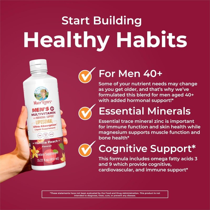 MARYRUTH'S LIPOSOMAL MULTIVITAMIN FOR MEN 40 PLUS ENHANCED ABSORPTION HIGH POTENCY DAILY VITAMINS 15.22 FL OZ 450 ML OVERALL WELLNESS