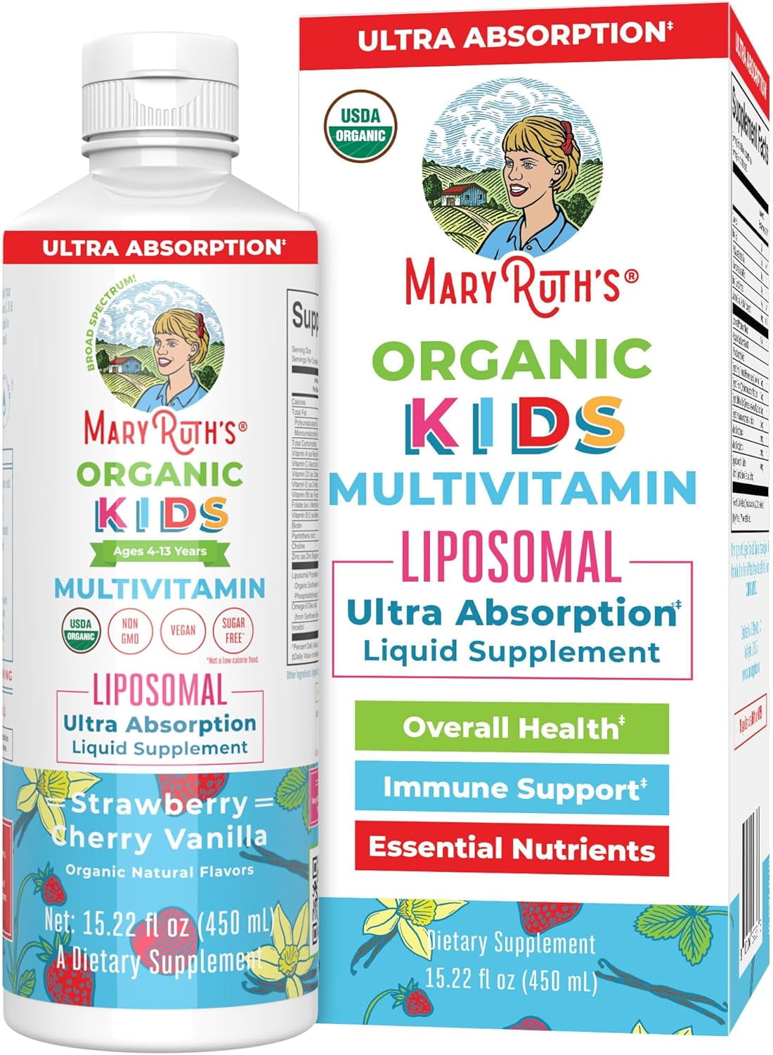 MARYRUTH ORGANICS KIDS MULTIVITAMIN GUMMIES FOR AGES 2+ SUGAR FREE 2 MONTH SUPPLY VEGAN 60 COUNT