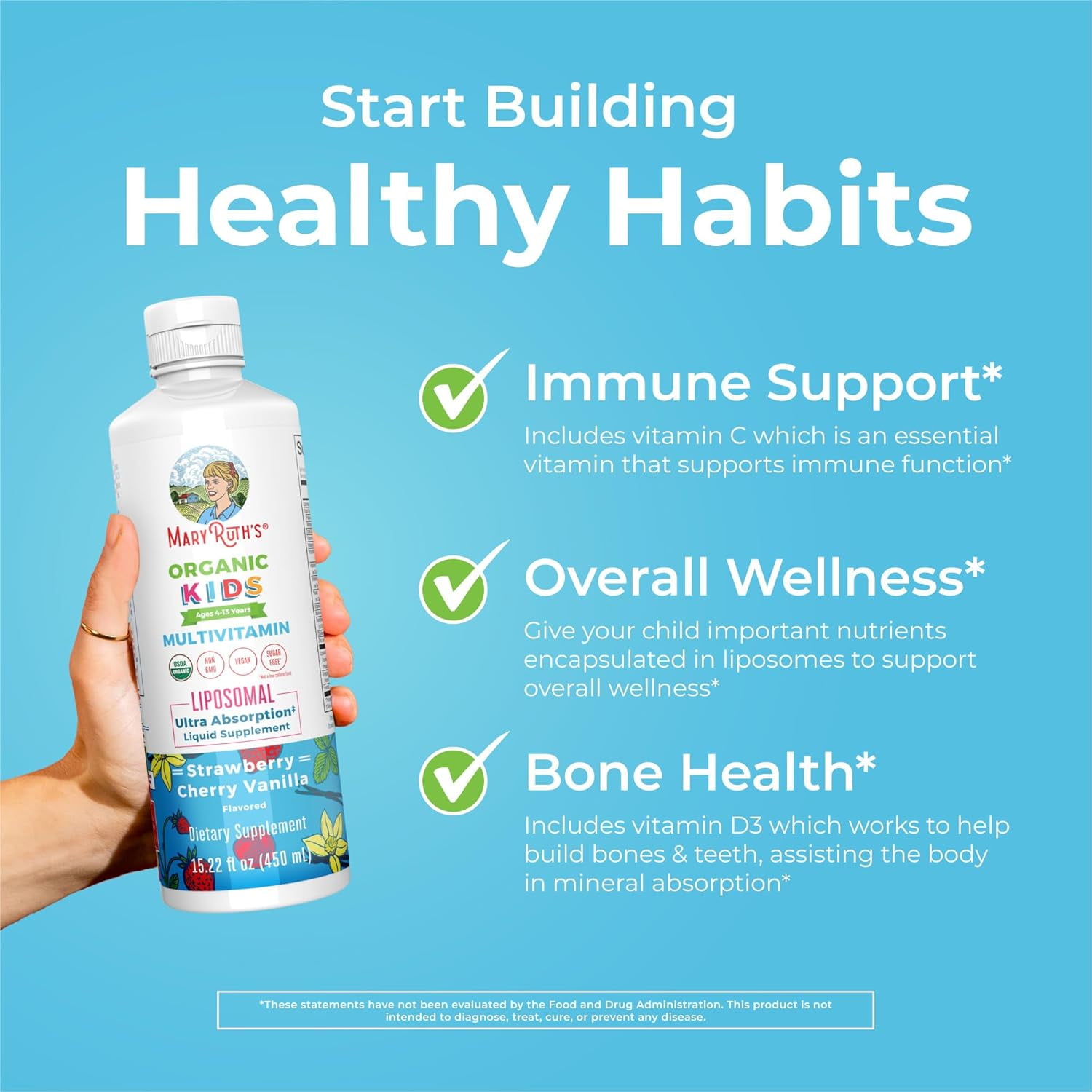 MARYRUTH ORGANICS KIDS MULTIVITAMIN GUMMIES FOR AGES 2+ SUGAR FREE 2 MONTH SUPPLY VEGAN 60 COUNT