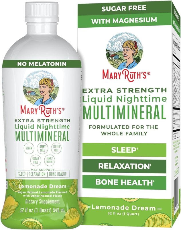 MARYRUTH ORGANICS SLEEP SUPPORT MULTIMINERAL SUPPLEMENT FOR ADULTS & KIDS SUPPORT RELAXATION MANAGE STRESS NO MELATONIN VEGAN NON-GMO CLEAN LABEL PROJECT VERIFIED 32 SERVINGS
