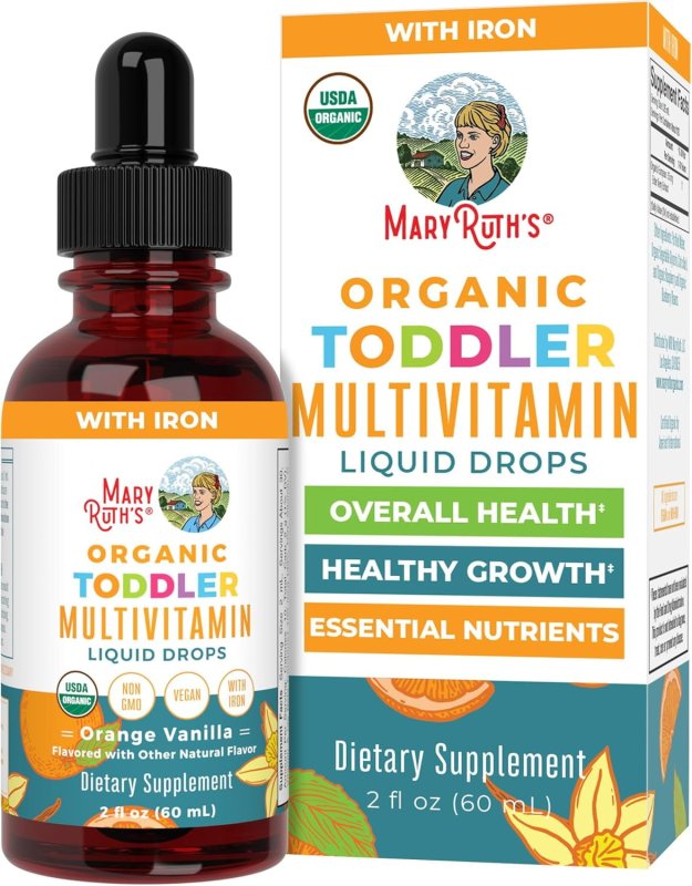 MARYRUTHS ORGANIC TODDLER MULTIVITAMIN LIQUID DROPS IRON ORANGE VANILLA VEGAN NON-GMO 2 FL OZ 60 ML OVERALL WELLNESS