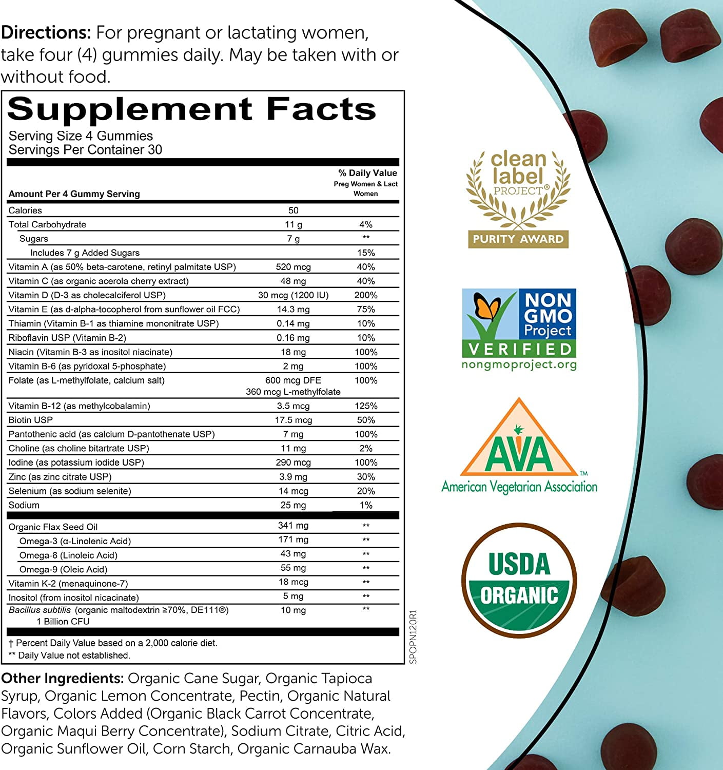 SMARTYPANTS ORGANIC PRENATAL COMPLETE GUMMIES 120 COUNT BOTTLE