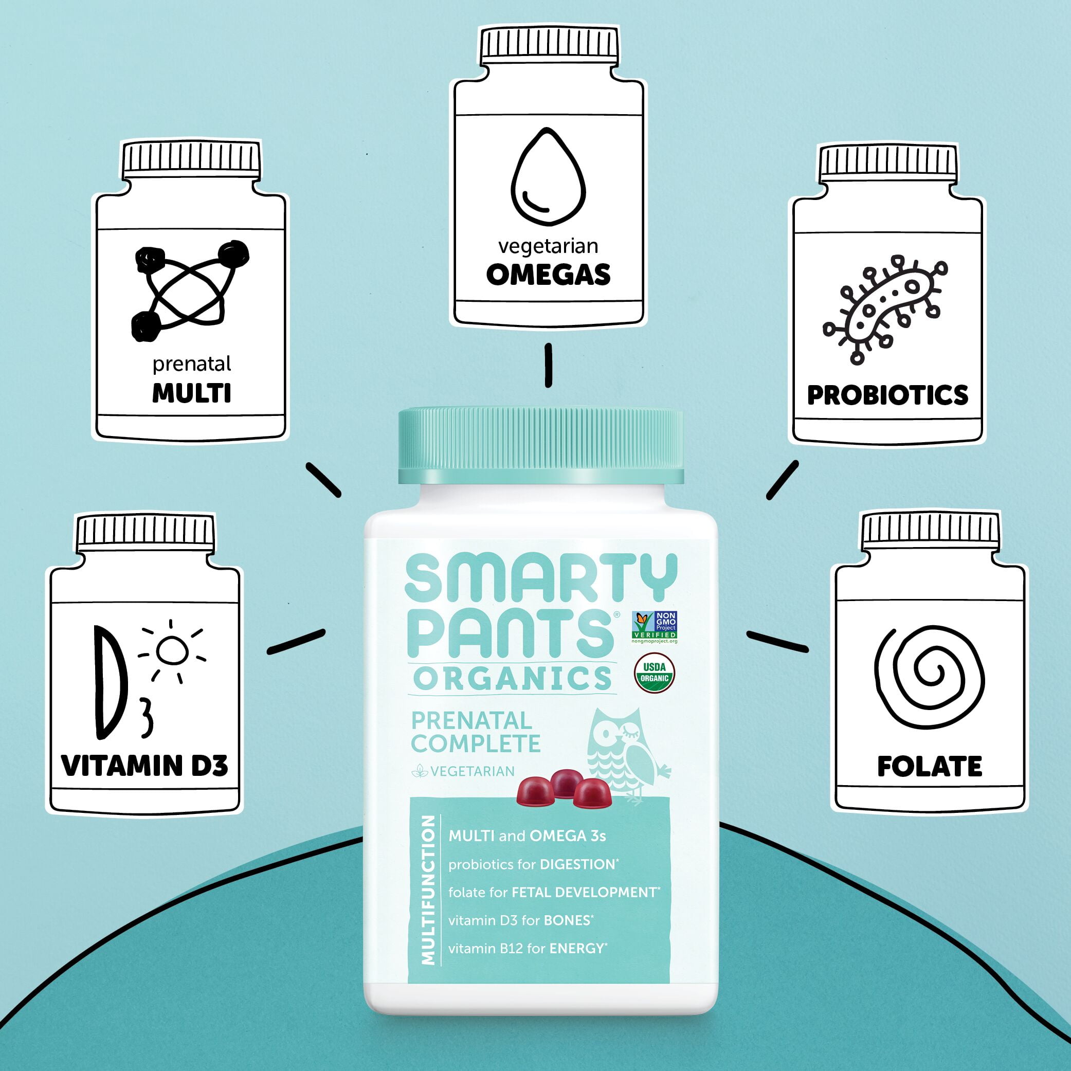 SMARTYPANTS ORGANIC PRENATAL COMPLETE GUMMIES 120 COUNT BOTTLE