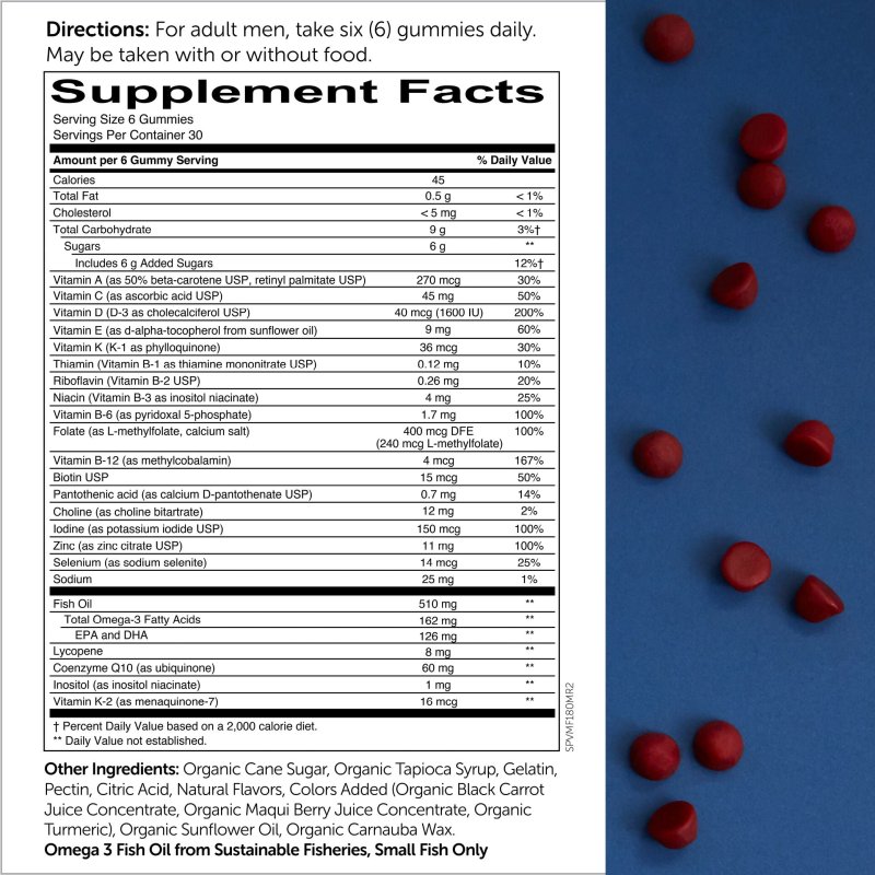 SMARTYPANTS MEN OMEGA 3 GUMMY VITAMINS D3 C B12 180 CT