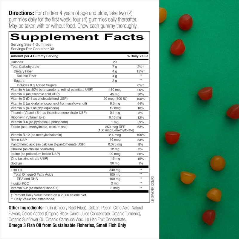 SMARTYPANTS KIDS FIBER VITAMINS DAILY MULTIVITAMIN GUMMY FOR OVERALL HEALTH WITH OMEGA 3 FISH OIL - 120 COUNT