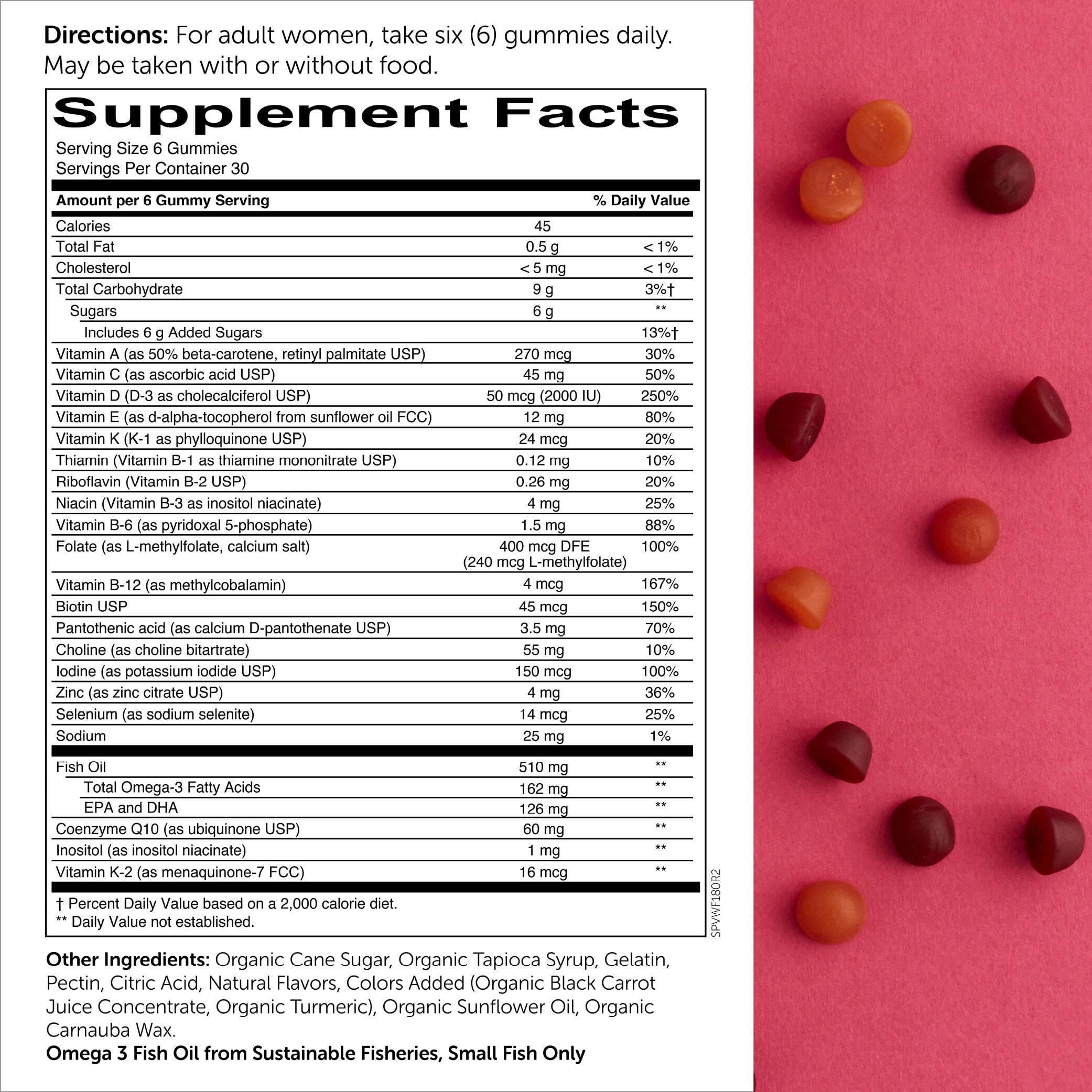 SMARTYPANTS WOMEN MULTI OMEGA 3 FISH OIL GUMMY VITAMIN WITH D3 C B12 180 CT
