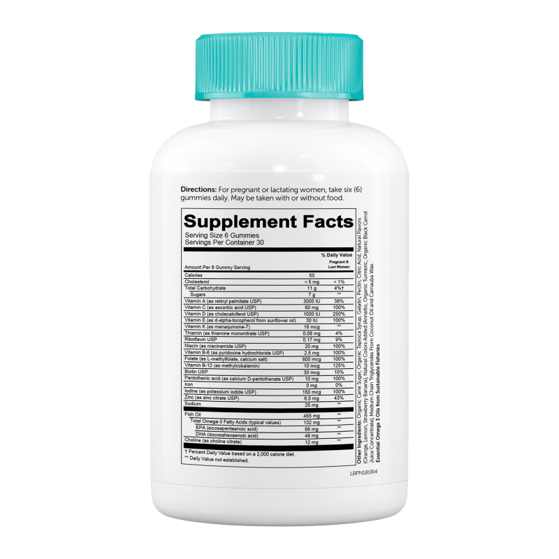 SMARTYPANTS PRENATAL GUMMY VITAMINS WITH MULTIVITAMIN OMEGA 3S VITAMIN D3 METHYL FOLATE 180 CT