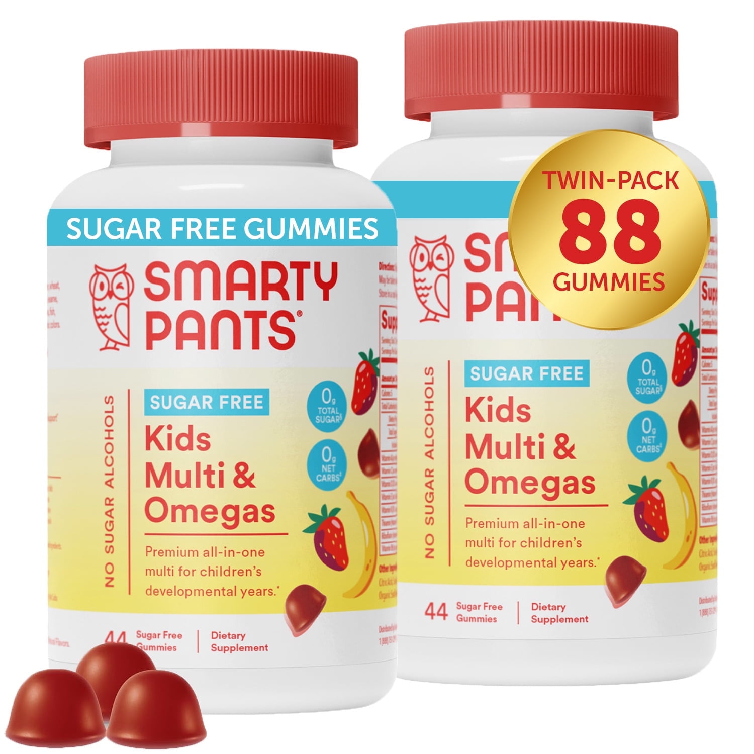 SMARTYPANTS SUGAR FREE KIDS VITAMINS OMEGA 3 GUMMIES 44 CT 2 PACK