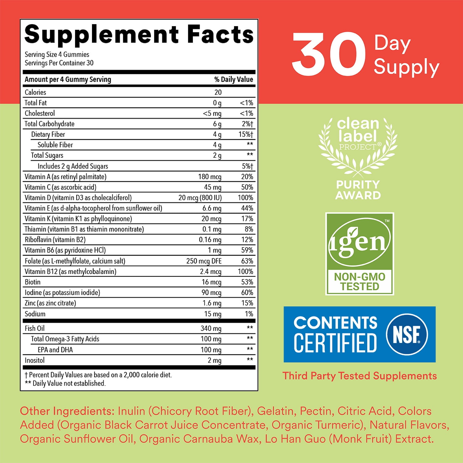SMARTYPANTS KIDS FIBER MULTIVITAMIN PROBIOTIC GUMMY BUNDLE 30 DAY SUPPLY