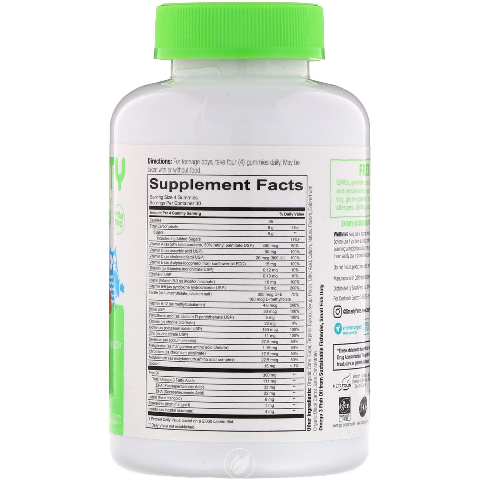 SMARTYPANTS  GUY DAILY GUMMY MULTIVITAMIN WITH VITAMIN C D3 ZINC BIOTIN OMEGA 3 FISH OIL IODINE VITAMIN B6 E METHYL B12 FOR ENERGY