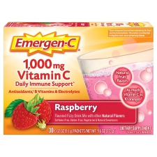 EMERGEN C VITAMIN C 1000MG POWDER 30 COUNT RASPBERRY FLAVOR ANTIOXIDANTS B VITAMINS ELECTROLYTES DIETARY SUPPLEMENT DRINK MIX CAFFEINE FREE