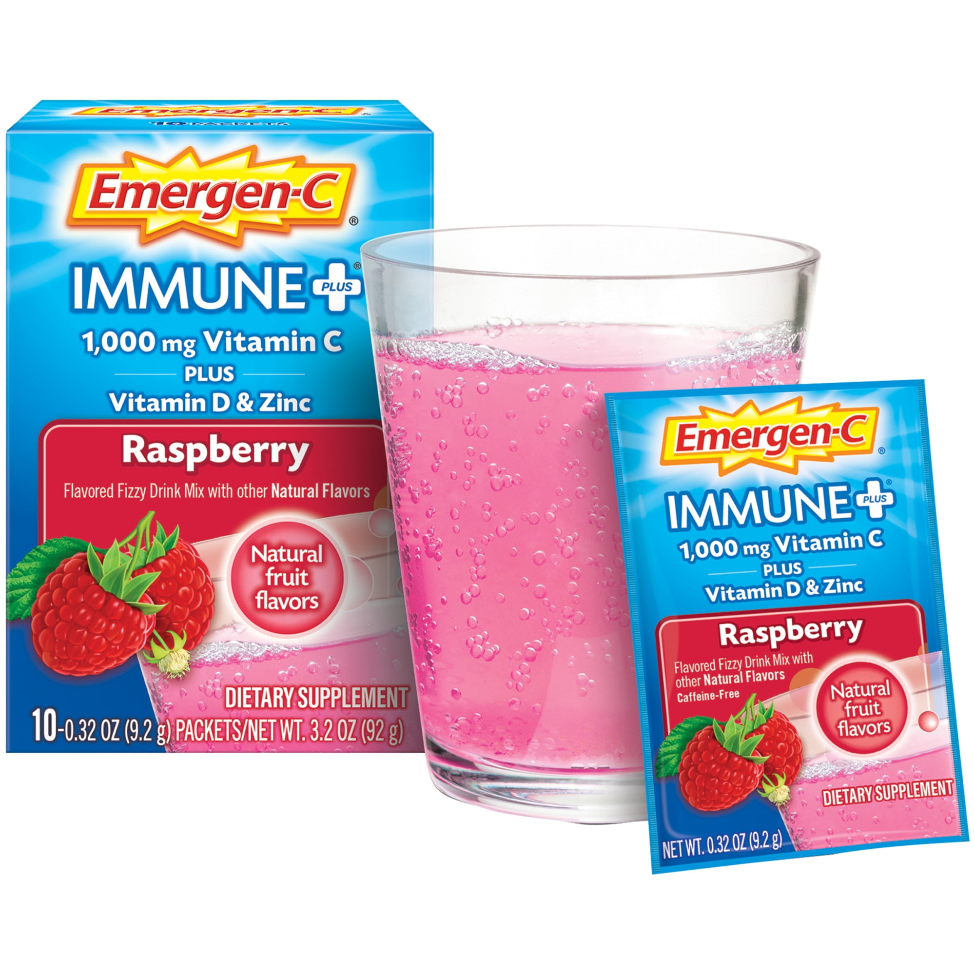 EMERGEN-C IMMUNE+ 1000MG VITAMIN C POWDER WITH VITAMIN D AND ZINC RASPBERRY 10 CT