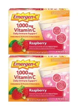 EMERGEN-C VITAMIN C DRINK MIX PACKETS RASPBERRY 30 EACH FOR HEALTHY IMMUNE SUPPORT 2 PACK
