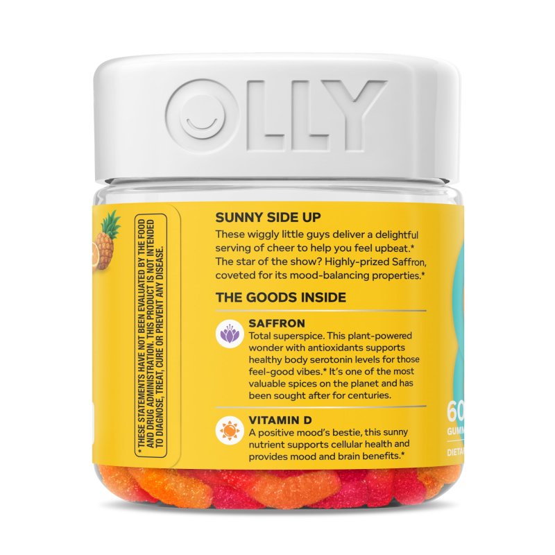 OLLY HELLO HAPPY GUMMY WORMS MOOD BALANCE SUPPORT SUPPLEMENT VITAMIN D TROPICAL 60 CT