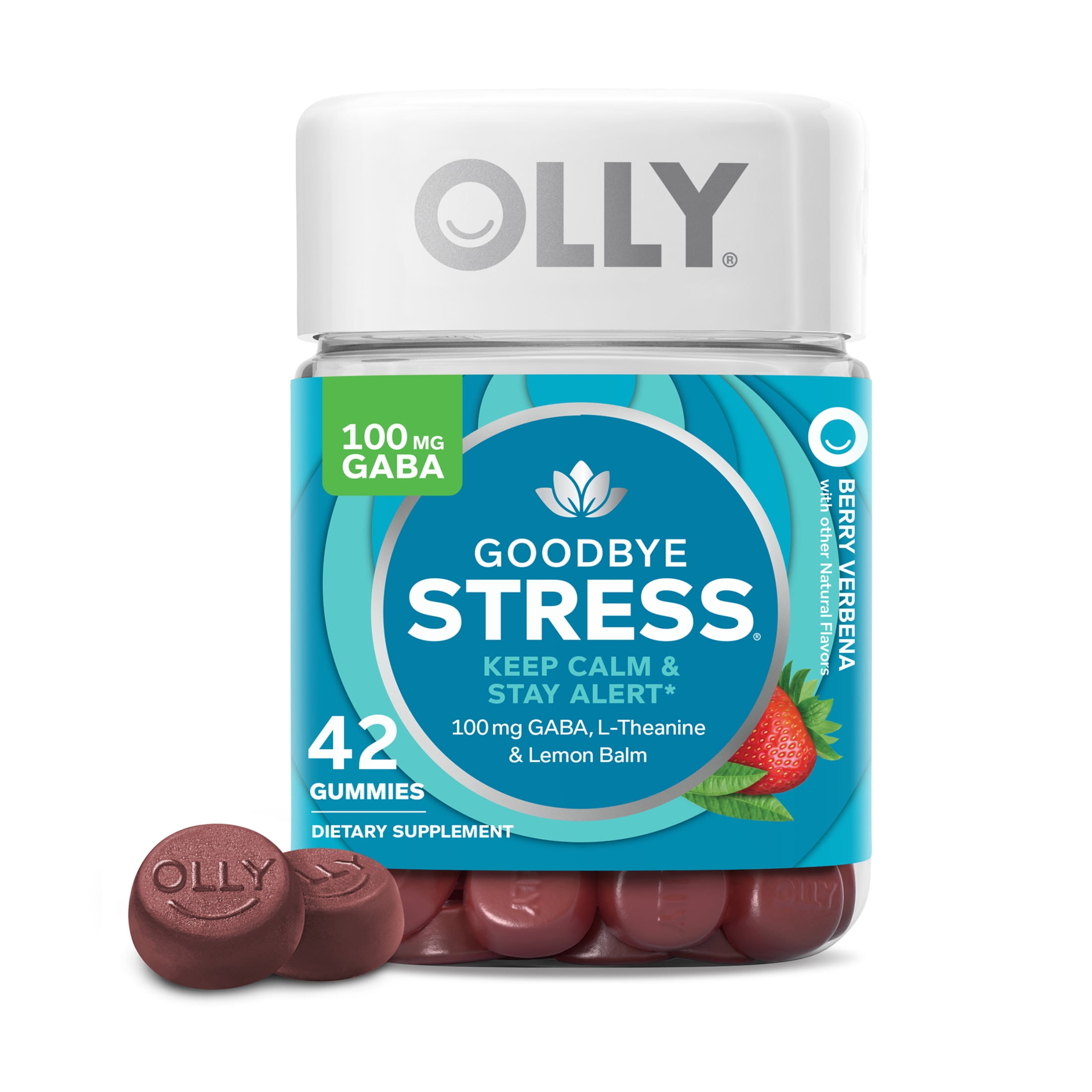 OLLY GOODBYE STRESS GUMMY WITH GABA L-THEANINE LEMON BALM CHAMOMILE BERRY 42 COUNT