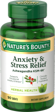 NATURE'S BOUNTY ASHWAGANDHA KSM-66 ANXIETY STRESS RELIEF SUPPLEMENT TABLETS 90 CT.