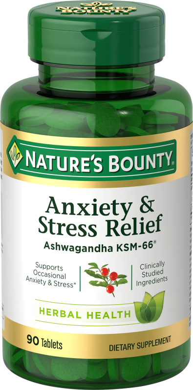 NATURE'S BOUNTY ASHWAGANDHA KSM-66 ANXIETY STRESS RELIEF SUPPLEMENT TABLETS 90 CT.