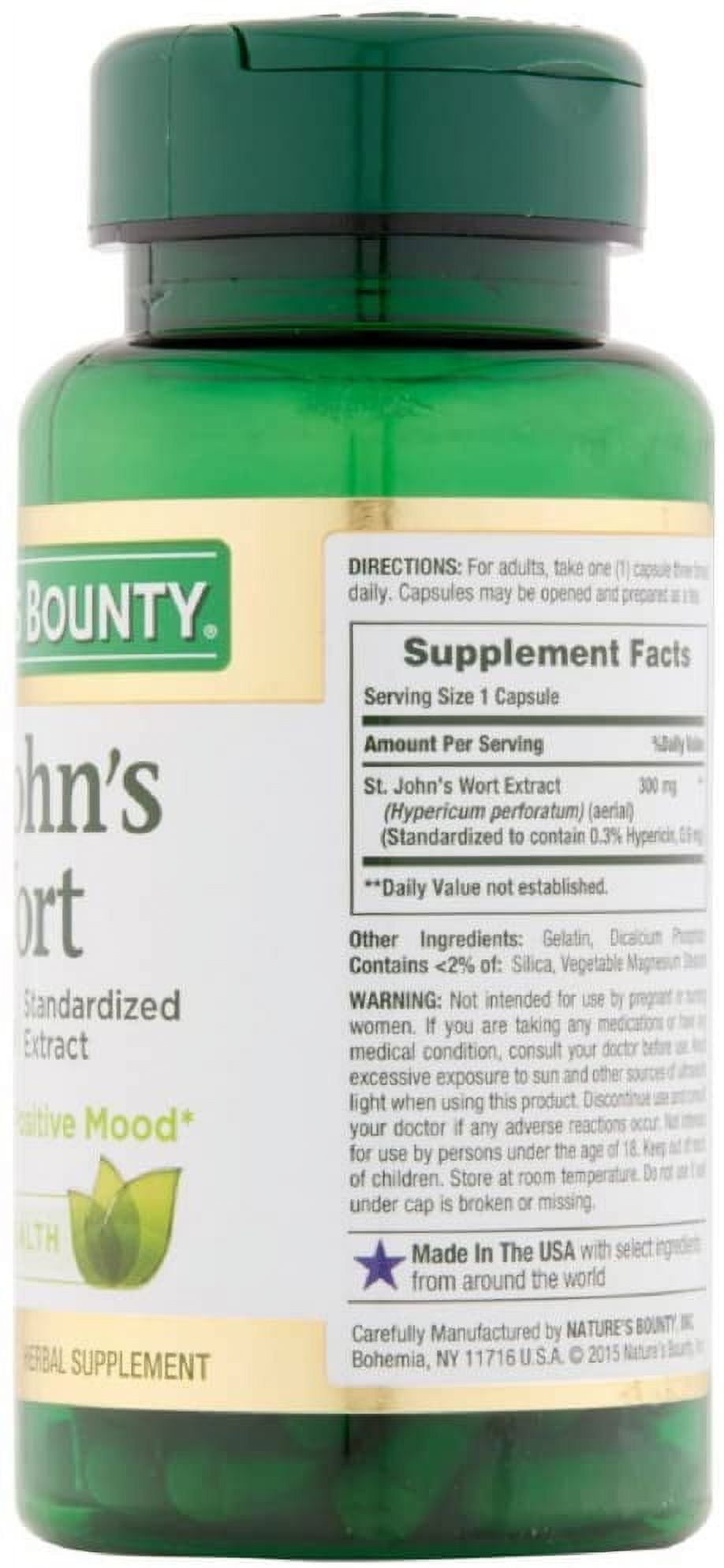 NATURE'S BOUNTY ST. JOHNS WORT 300MG CAPSULES 100 EA PACK OF 4