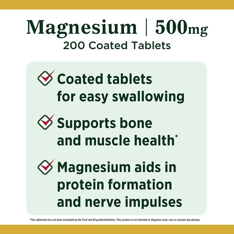 NATURE'S BOUNTY MAGNESIUM 500MG COATED TABLETS 200