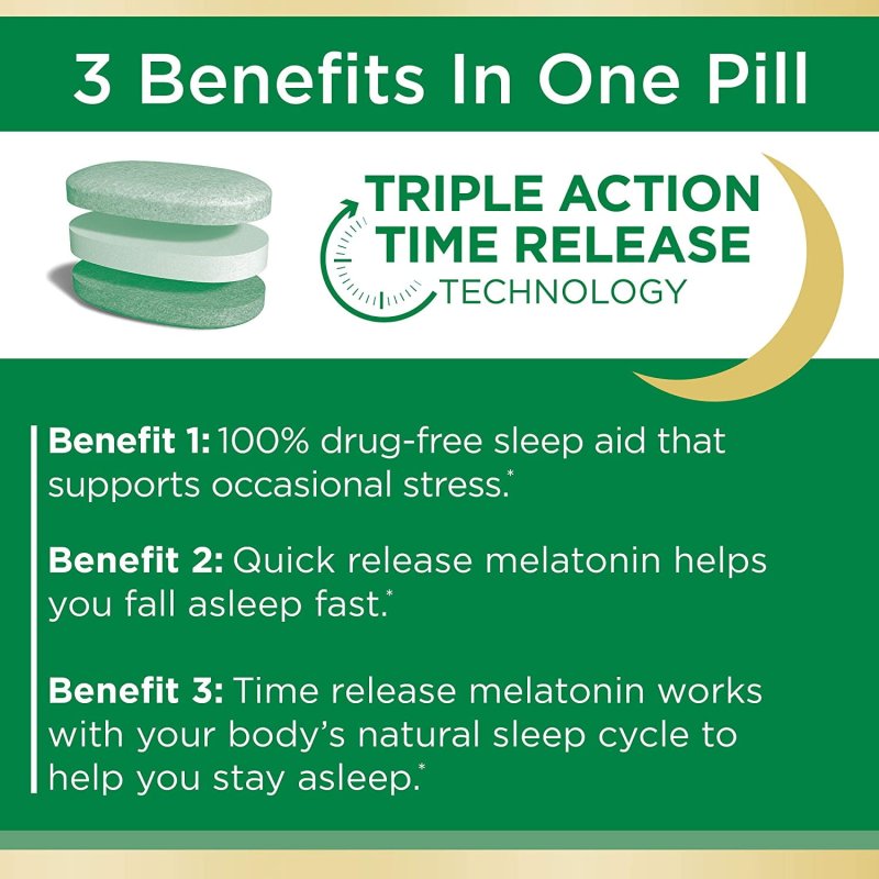 NATURE’S BOUNTY SLEEP3 SLEEP AID MELATONIN RELAXATION STRESS RELIEF TRI-LAYERED TABLETS 10 MG 28 CT