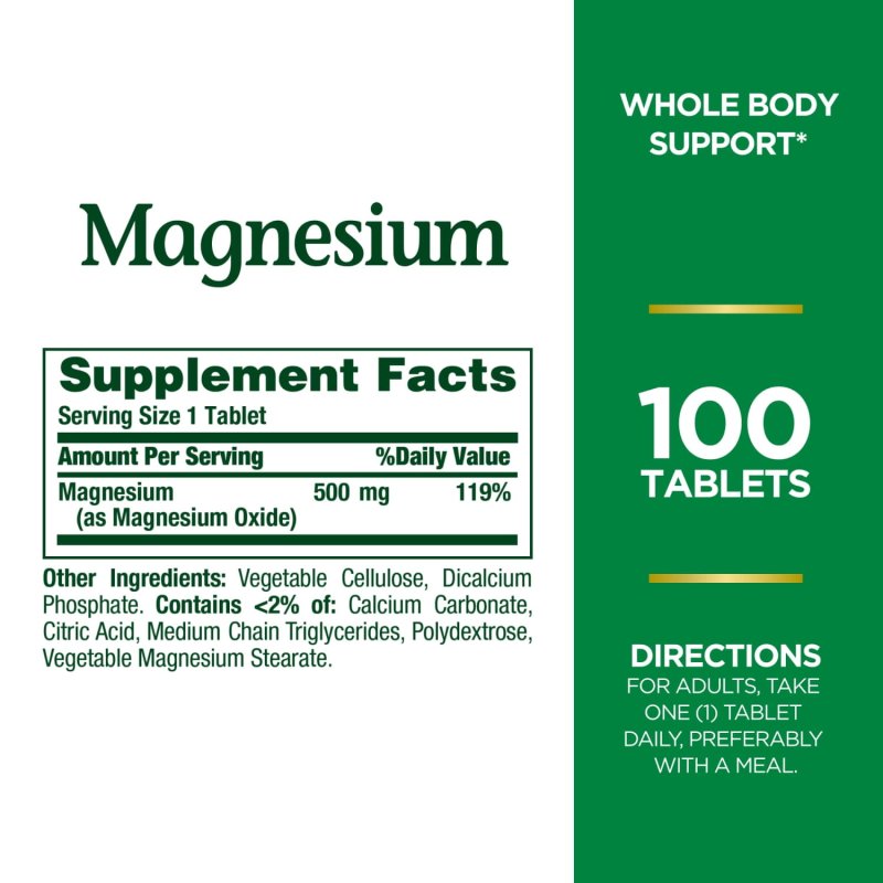 NATURE'S BOUNTY MAGNESIUM 500MG 100 TABS FOR OPTIMAL HEALTH