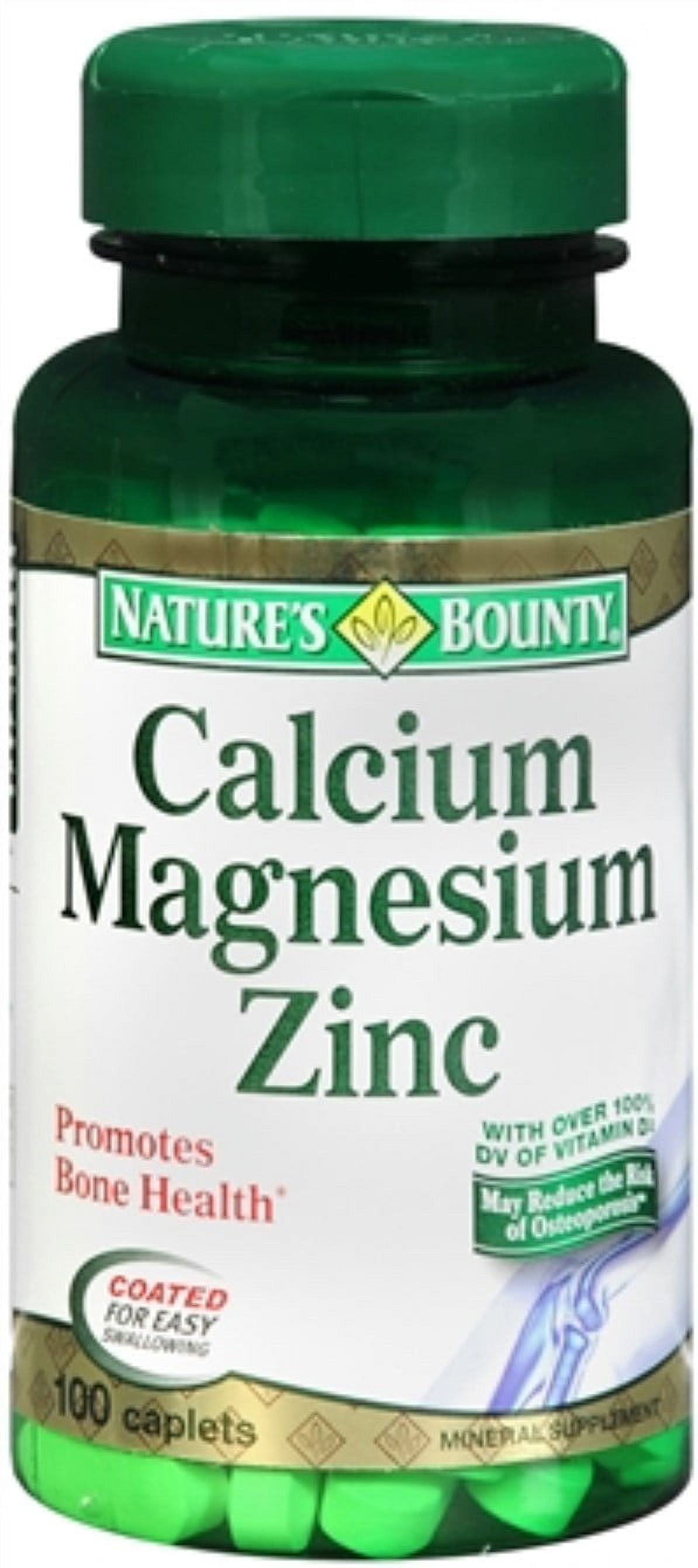 NATURE'S BOUNTY CALCIUM MAGNESIUM ZINC 100 EA CAPLETS PACK OF 2