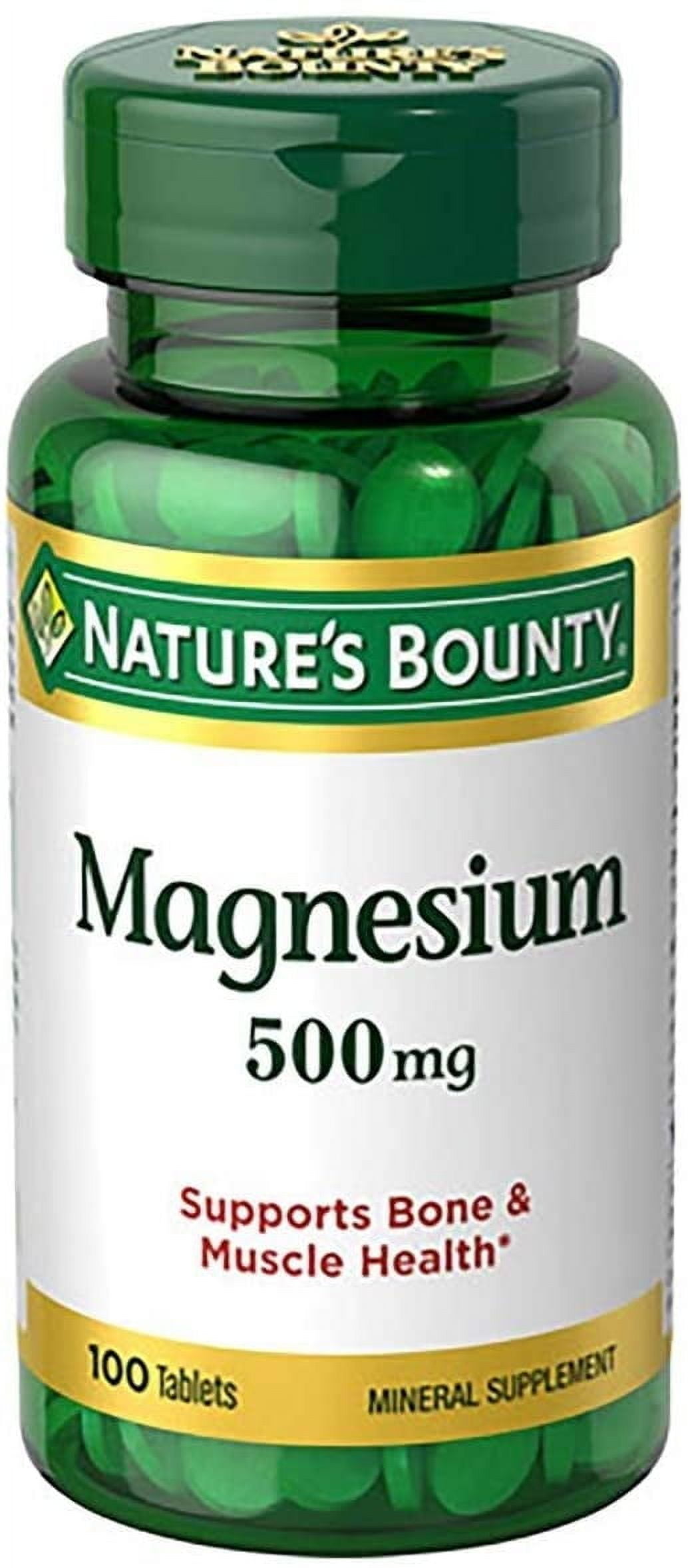 NATURE'S BOUNTY MAGNESIUM HIGH POTENCY 500MG TABLETS - 100 COUNT