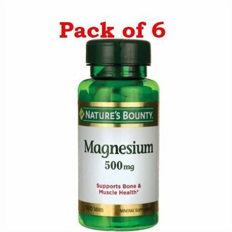 NATURE'S BOUNTY 500MG MAGNESIUM BONE HEALTH SUPPORT 100CT 6PACK