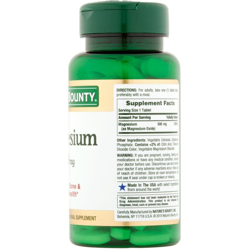 NATURE'S BOUNTY 500MG MAGNESIUM BONE HEALTH SUPPORT 100CT 6PACK