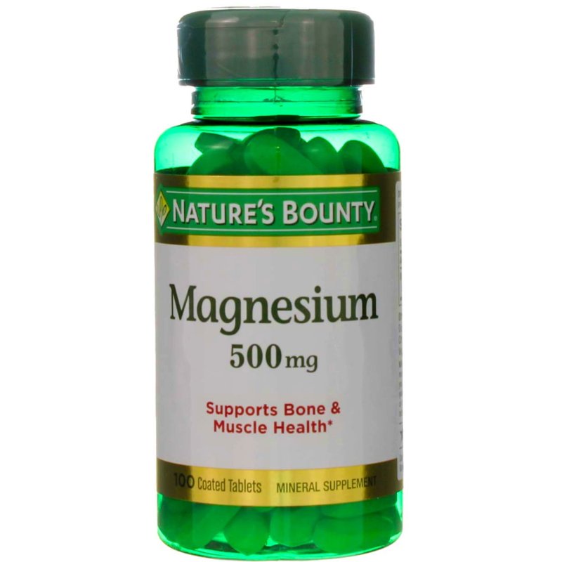 NATURE'S BOUNTY MAGNESIUM 500MG TABLETS 100CT PACK OF 6 FOR OPTIMAL HEALTH